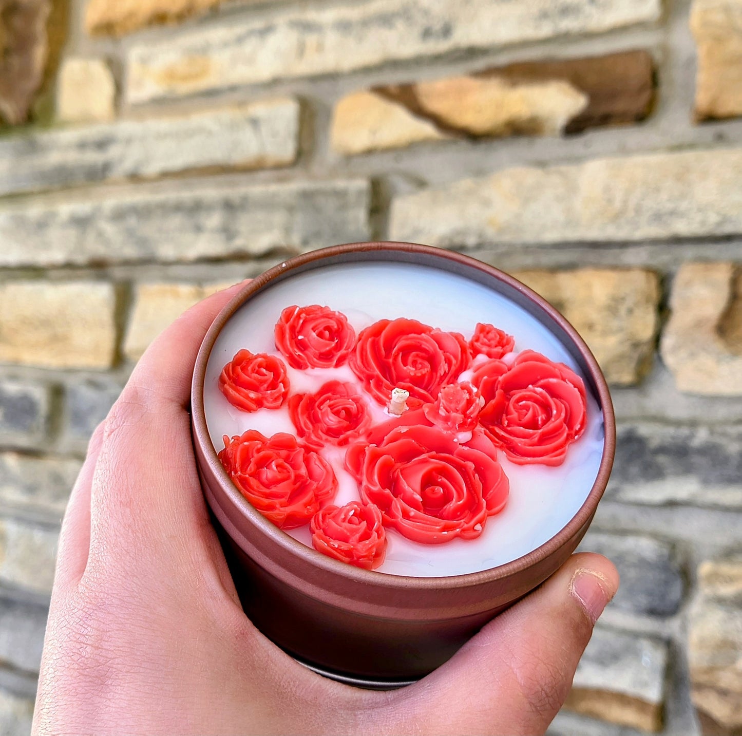 Eternal Rose Candle – Fresh Cut Red Roses | Arcane Flame Candle Co