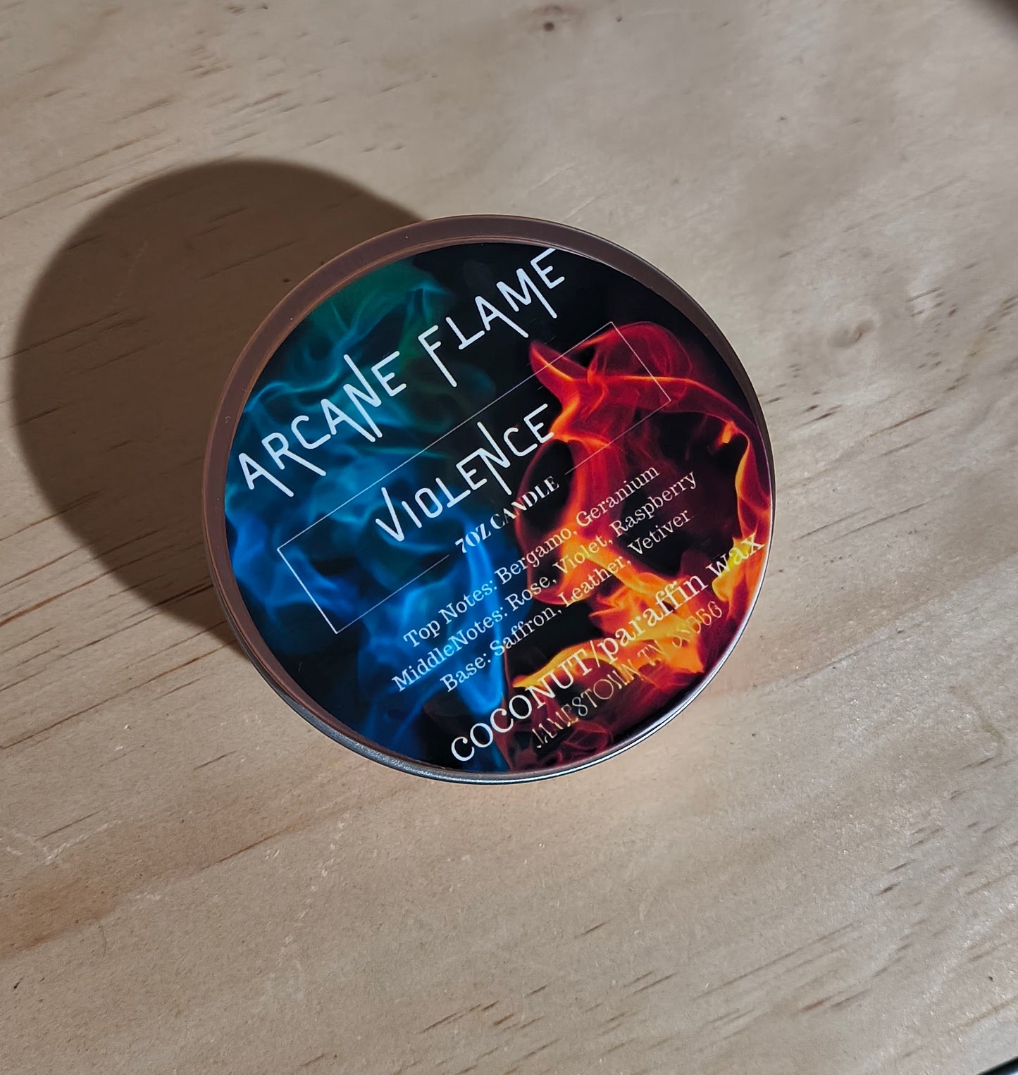 Violence Candle – Rose, Violet & Leather | Arcane Flame Candle Co